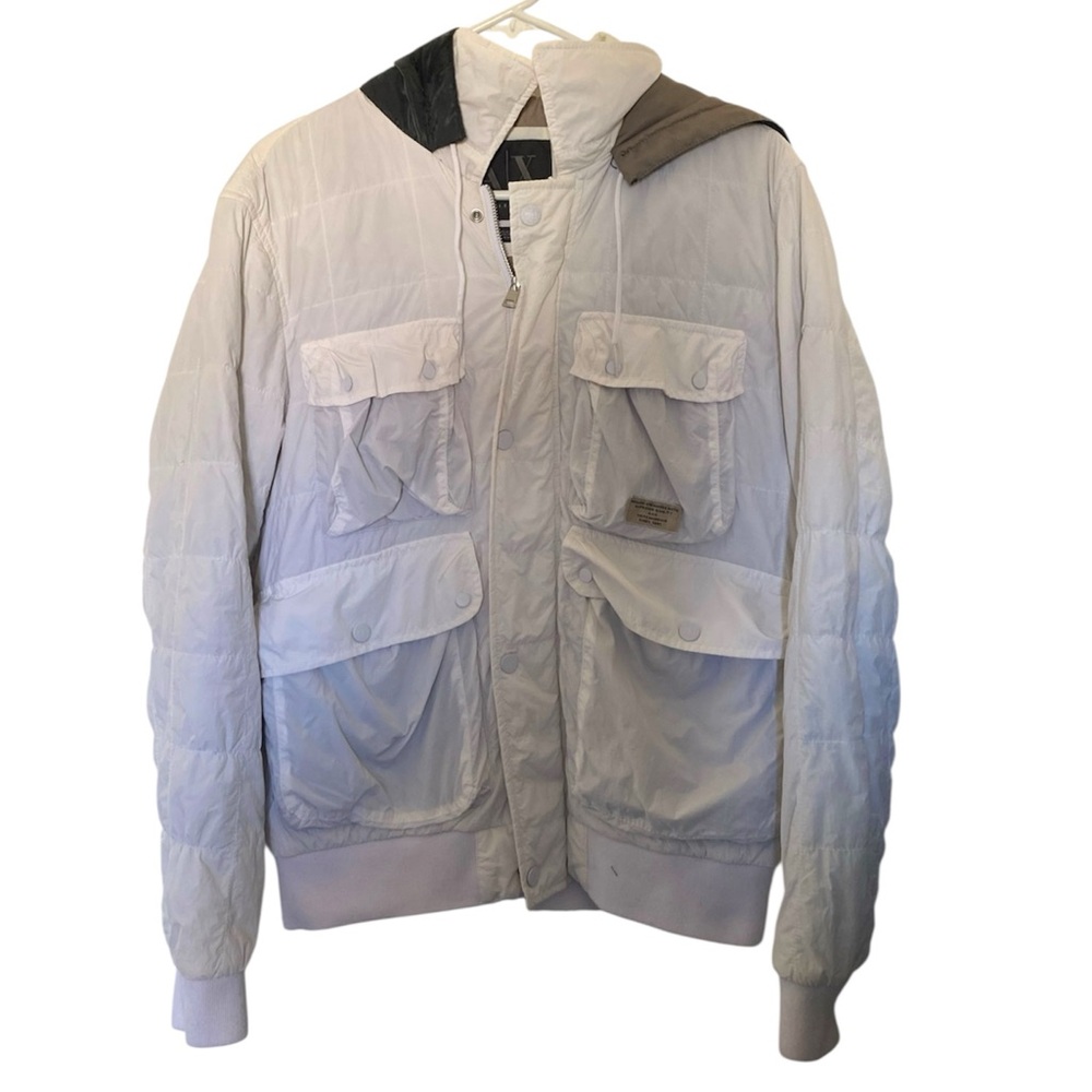 A|X ARMANI EXCHANGE JACKET HOOD 100% AUTHENTIC FEATHERWEIGHT WARM WHITE MEDIUM